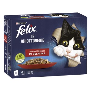 Cibo umido per gatti FELIX® Le Ghiottonerie™ con manzo in gelatina 12x85 g