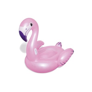 Bestway Flamingo gonfiabile, galleggiante rosa glitterato con maniglie per divertimento in acqua.
