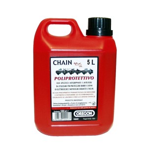 Tanica rossa da 5L di olio catena Oregon per motoseghe.