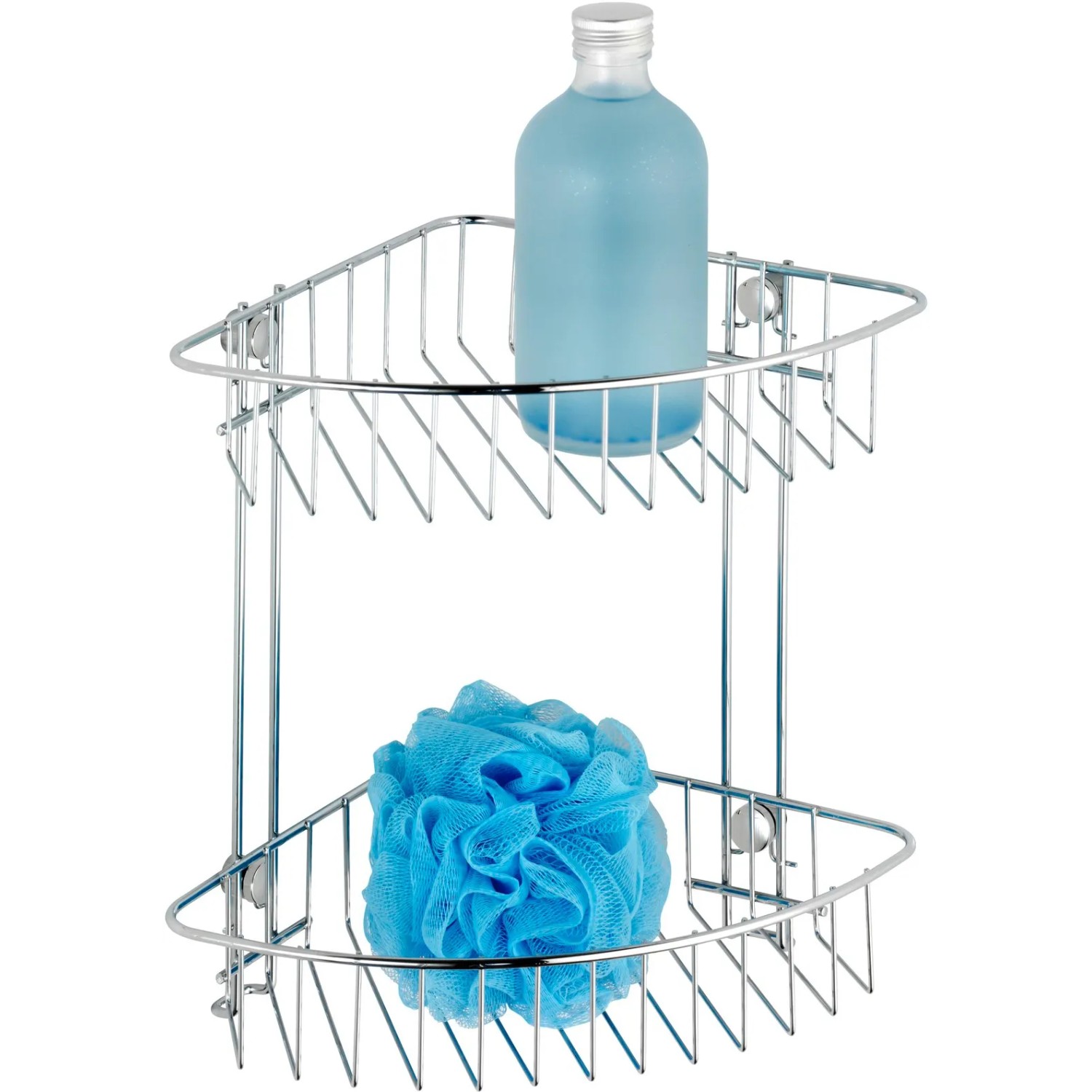 Mensola angolare cromata a 2 ripiani Wenko Classic per riporre oggetti in doccia e bagno.