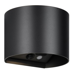 Lampada da parete a batteria Reality LED Genie nera opaca per esterni con sensore di movimento.