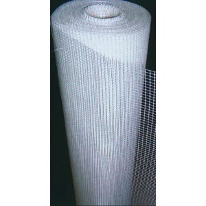 Rotolo di rete di rinforzo per isolamento termico, dettaglio della struttura a maglie.