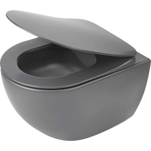 WC sospeso a parete Artemides con sedile senza bordo 36x35,5 cm antracite