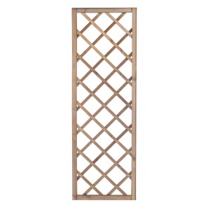 Grigliato da giardino in legno con design quadrato.