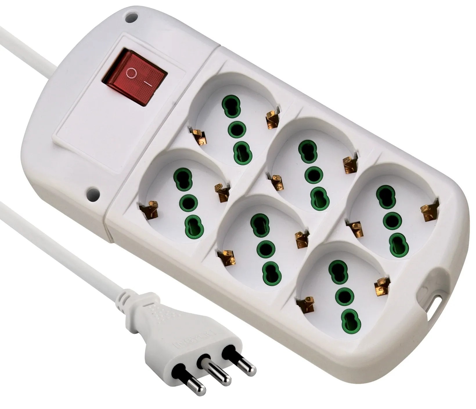 Ciabatta elettrica 6 in 1 con 4 USB (2 Type-C), doppia presa per presa, 2 prese multiple con interruttore per telefono e elettrodomestici, bianco