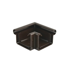 Angolo esterno marrone per grondaia rettangolare Marley RG 70 per collegare grondaie a 90 gradi.
