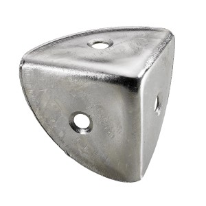 Staffa angolare per mobili argentata con fori.