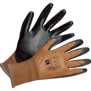 Guanti da montaggio LUX taglia 8, marrone/nero, per lavori di montaggio e precisione.