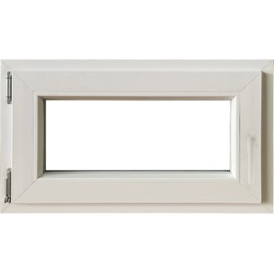 Finestra in PVC bianca, vista dettagliata.