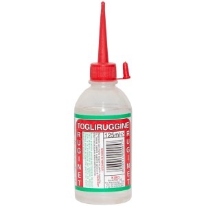 t.b.t. Antiruggine in flacone di plastica con applicatore rosso. Detergente per utensili e metallo.