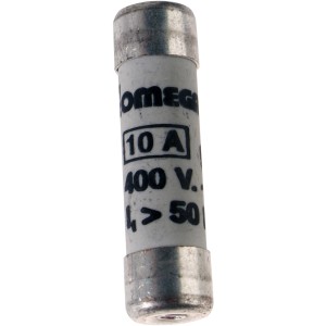 Fusibile di sicurezza da 10A per la protezione di dispositivi e impianti.