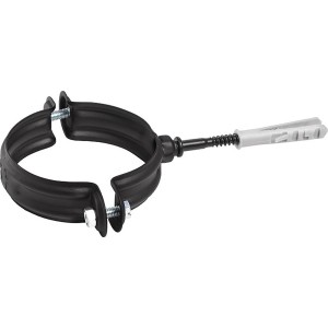 Collare nero con tassello per fissaggio tubi fumari.