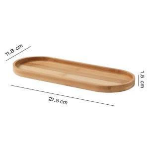 Vassoio ovale in bambù, 27,5 cm, per accessori da parete e contenitori.