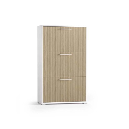 Scarpiera 3 ante doppia profondità in plastica 67x28x112 cm bianco