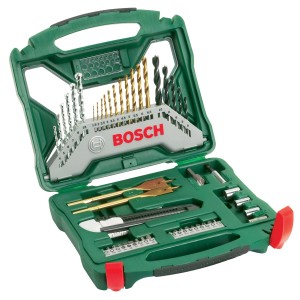 Set Bosch di punte e inserti, 50 pezzi in valigetta verde con punte, inserti e accessori.
