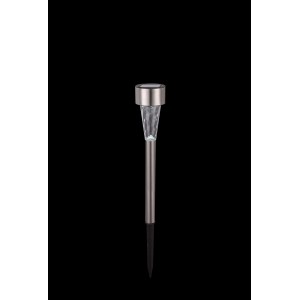 Lampada solare LED con vetro ritorto, effetto acciaio inox, per il giardino.