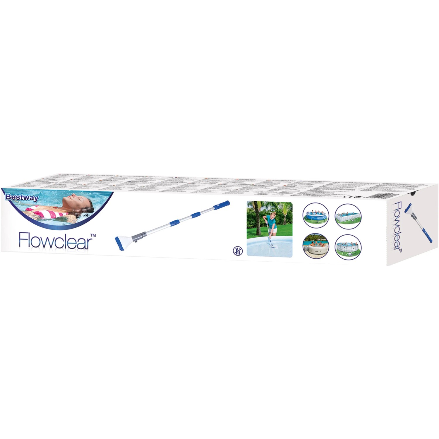 Confezione skimmer per piscina Bestway Flowclear, asta telescopica e accessorio di pulizia