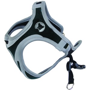 Pettorina per cani t.b.t., grigio/nero, traspirante e regolabile.