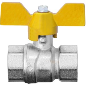 Rubinetto a sfera t.b.t. con maniglia gialla.