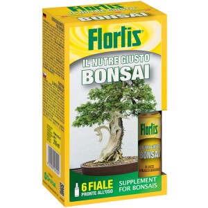 Fertilizzante per bonsai Florlis con 6 fiale per una nutrizione ottimale.