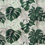 Paraschizzi con motivo a foglie di Monstera nei toni del verde e del grigio.