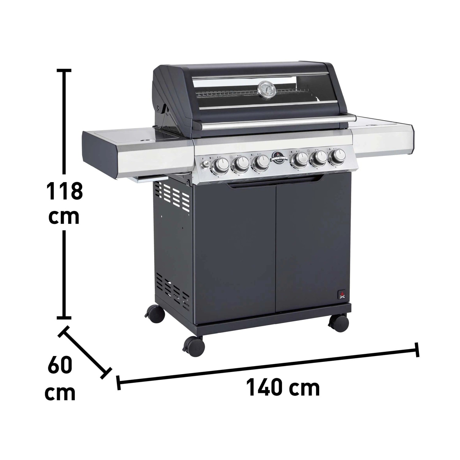 Barbecue a gas Jamestown Knox 4 bruciatori nero e argento 20,5kW_8