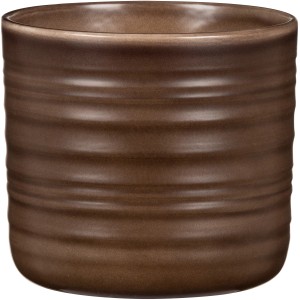 Scheurich vaso decorativo 850, Ø 12.2 cm, Dark Oak, in ceramica con scanalature orizzontali.