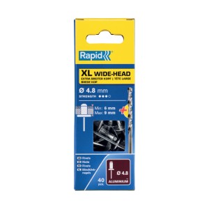 Rivetti Rapid XL Ø4.8 x 12 mm Confezione da 40 Pezzi e Punta del Trapano Inclusa