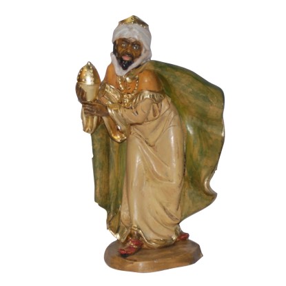 Re Magio moro statuina presepe Lux 16 cm