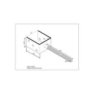 Supporto per palo a U zincato a caldo con ancoraggio in acciaio nervato per cemento.