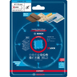 Disco da taglio Bosch Expert Carbide Multi Wheel, Ø 115mm, attacco X-Lock per smerigliatrici angolari.