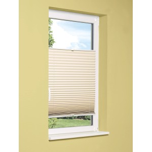 Plissé termica beige OBI Tona, 105x130 cm, montata su finestra. Protezione da vista, calore e sole.