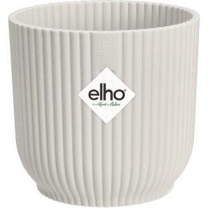 Vaso per fiori Elho Mini Vibes, Ø11cm, bianco seta, texture a coste. Ideale per piccole piante.