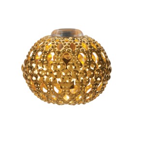 Catena luminosa solare dorata a forma sferica per esterni.