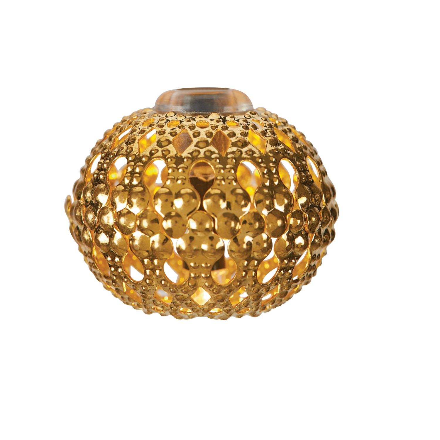 Catena luminosa solare dorata a forma sferica per esterni.