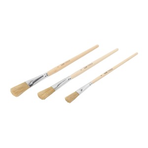 Set LUX di pennelli per smalto, 3 pennelli con setole chiare e manico in legno.