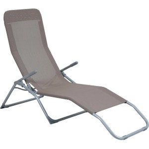 Sedia a sdraio reclinabile con braccioli Pando Lazy taupe