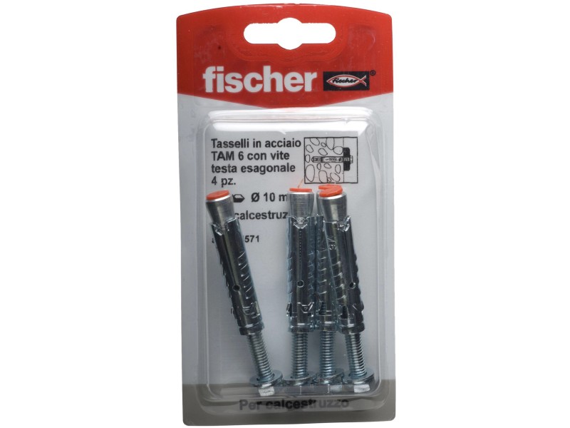 Tasselli da muro alta qualità Fischer in acciaio confezione da 10 pezzi