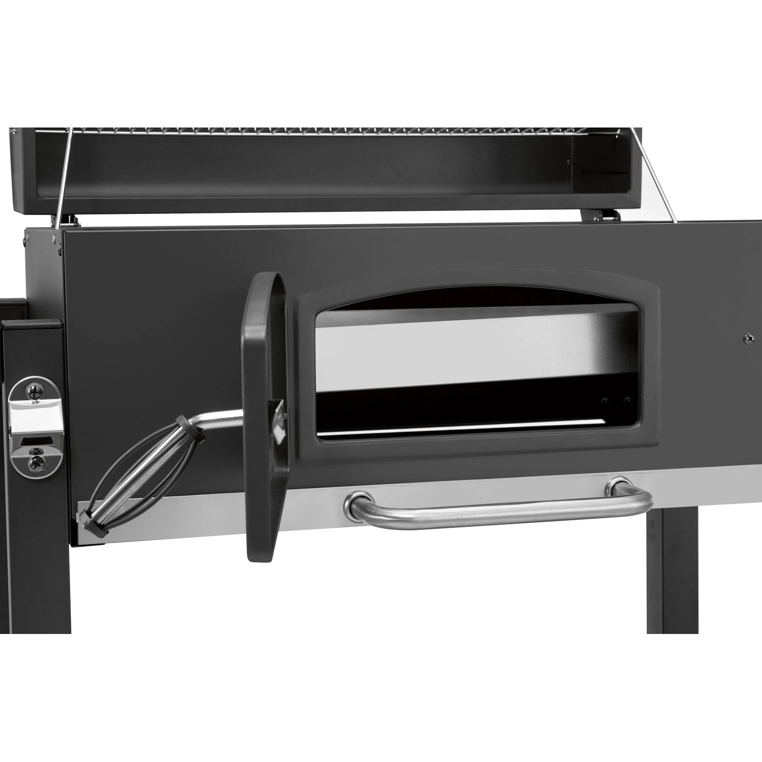 Dettaglio: Barbecue a carbone Jamestown Jaxon XL con griglia modulare e contenitore per carbone.
