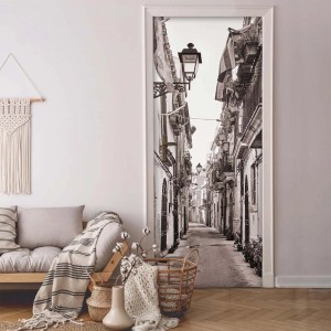 Fotomurale t.b.t. con motivo in bianco e nero di una via cittadina.
