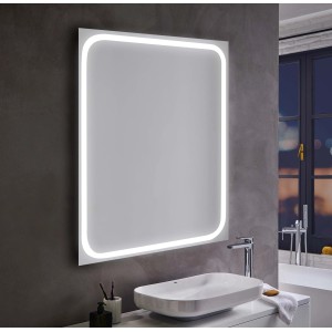 Specchio LED quadrato t.b.t. per il bagno.