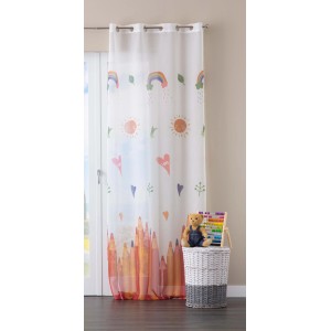 t.b.t. tenda in tessuto con motivi infantili come sole, arcobaleno e matite per la cameretta dei bambini.