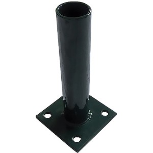 Supporto metallico verde con base quadrata e tubo per reti metalliche e plastiche.