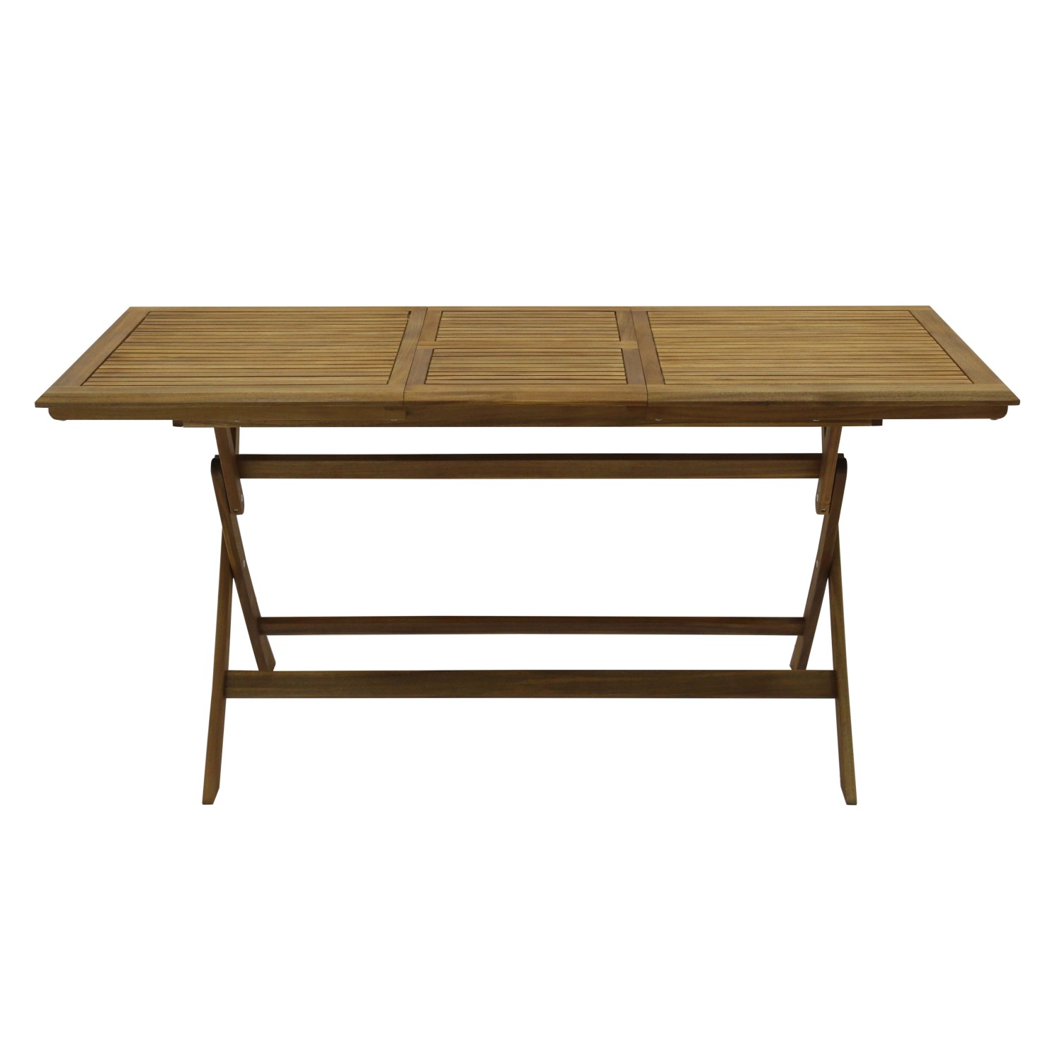 Tavolo da giardino in legno, marrone, rettangolare, pieghevole.