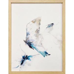 Quadro Quadri con farfalla ad acquerello in cornice di legno.