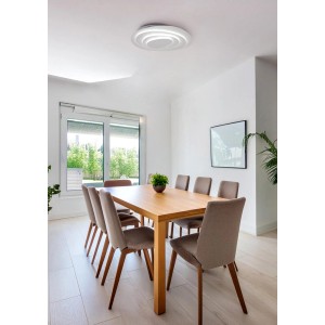 Plafoniera LED moderna t.b.t. in sala da pranzo, lampada da soffitto rotonda.