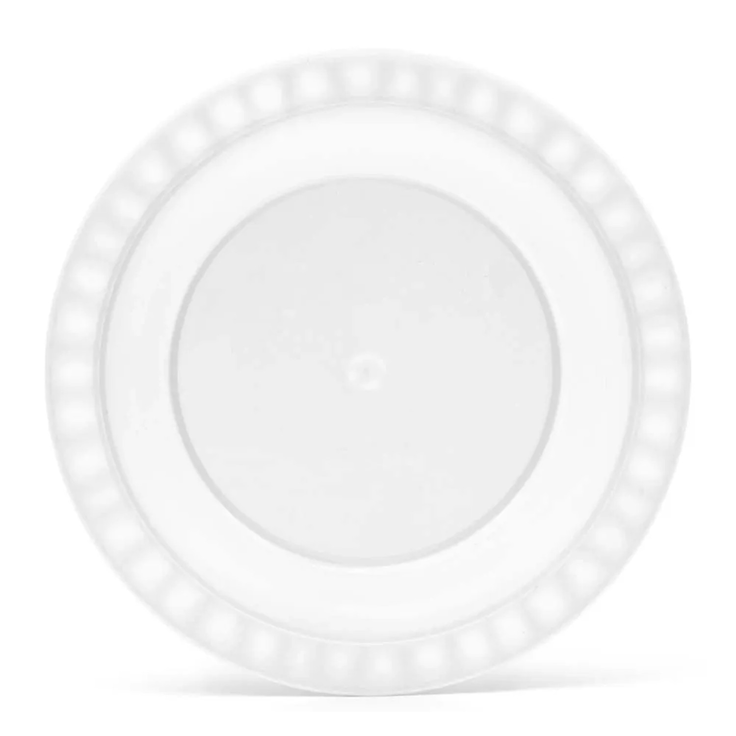 Piatto bianco t.b.t. per campeggio e outdoor, vista dall'alto.