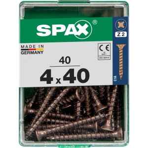 Viti per legno SPAX 4x40 mm in contenitore trasparente.