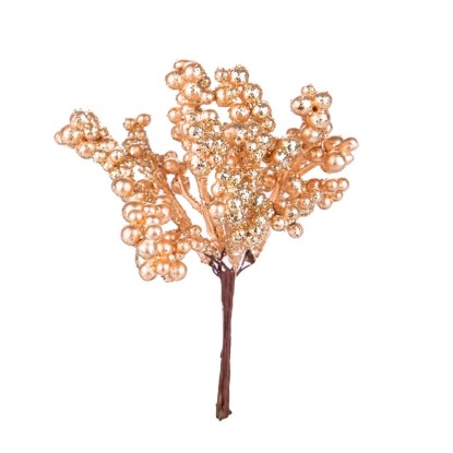 Pick con bacche oro H 15 cm