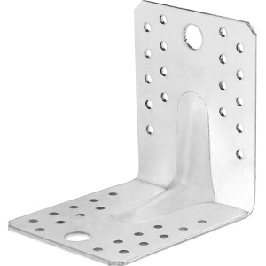 Staffa angolare zincata con nervatura, 70x70x55 mm, per giunzioni angolari, 20 pezzi.